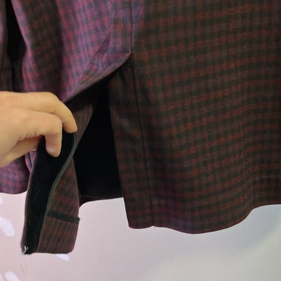 Free People oversized plaid velvet trim blazer size Large - Picture 10 of 11